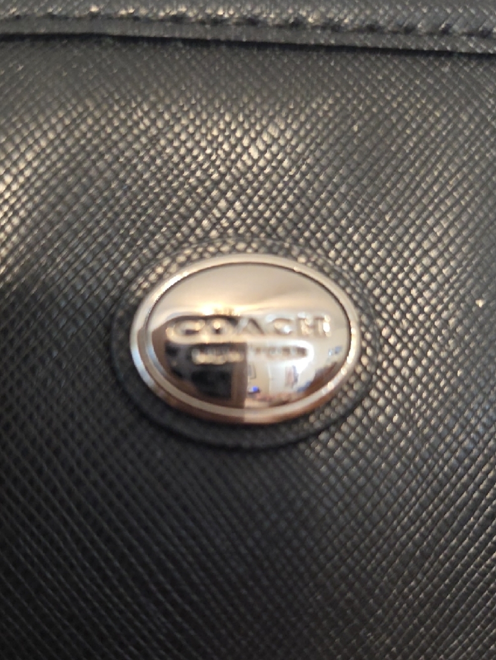 Coach Black Leather Tote with Beige Tag - Picture 2 of 9